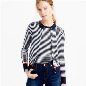 J. Crew Navy white orange striped Jackie cardigan